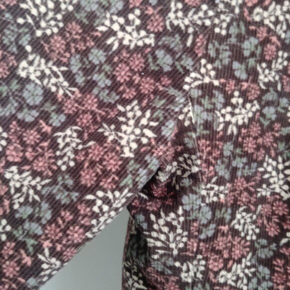 LL Bean brown cotton corduroy blazer jacket with cream pink blue floral … - Picture 8 of 14